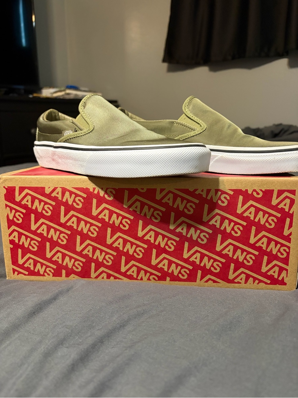 Vans Classic Slip-On Canvas Loafers in Olive